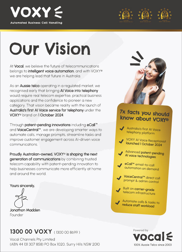 Our Vision 'VOXY' Letter from Founder Jonathon Madden